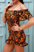 Load image into Gallery viewer, Floral Ruffle Hem Off-Shoulder Mini Bodycon Dress
