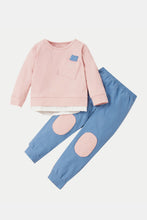 Load image into Gallery viewer, Girls Round Neck Sweatshirt and Pants Set
