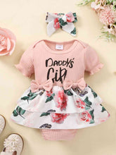 Load image into Gallery viewer, Baby Girl DADDY&#39;S GIRL Graphic Floral Bodysuit Dress
