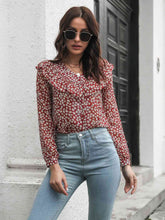 Load image into Gallery viewer, Printed Statement Collar Long Sleeve Blouse
