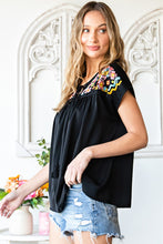 Load image into Gallery viewer, Embroidered Tie-Neck Tassel Blouse
