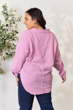 Load image into Gallery viewer, Zenana Full Size Texture Button Up Raw Hem Long Sleeve Shirt
