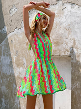 Load image into Gallery viewer, Multicolored Halter Neck A-Line Dress
