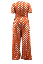 Load image into Gallery viewer, Plus Size Polka Dot Round Neck Top and Wide Leg Pants Set
