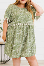 Load image into Gallery viewer, Plus Size Leopard Print Tassel Trim Dress
