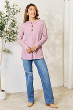 Load image into Gallery viewer, Celeste Full Size Texture Half Button Long Sleeve Blouse
