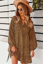 Load image into Gallery viewer, Printed Balloon Sleeve Ruffle Hem Dress
