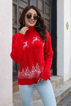 Load image into Gallery viewer, Reindeer &amp; Snow Pattern Turtle Neck Pullover Sweater
