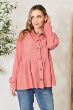 Load image into Gallery viewer, Heimish Full Size Waffle-Knit Button Down Blouse
