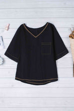 Load image into Gallery viewer, Textured V-Neck Half Sleeve Blouse
