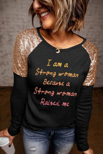 Load image into Gallery viewer, Letter Graphic Sequin Raglan Sleeve Top
