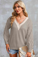 Load image into Gallery viewer, Contrast V-Neck Sweater
