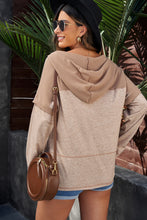 Load image into Gallery viewer, Two-Tone Waffle-Knit Drawstring Detail Hoodie
