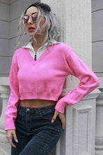 Load image into Gallery viewer, Contrast Collared Cropped Sweater
