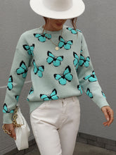 Load image into Gallery viewer, Butterfly Dropped Shoulder Crewneck Sweater
