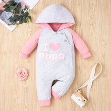 Load image into Gallery viewer, Baby Girl I HEART Raglan Sleeve Hooded Jumpsuit
