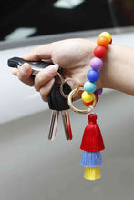 Load image into Gallery viewer, Silica Gel Bead Wristlet Keychain with Layered Tassels
