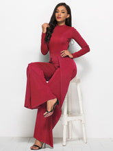Load image into Gallery viewer, Long Sleeve Mock Neck Wide Leg Jumpsuit
