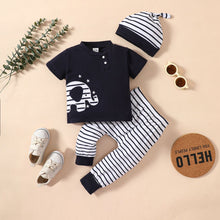 Load image into Gallery viewer, Baby Elephant Graphic Top and Striped Pants Set
