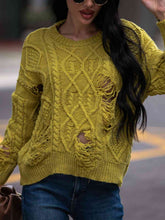 Load image into Gallery viewer, Distressed Cable-Knit Sweater
