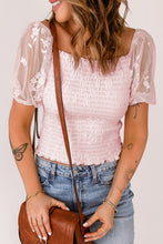 Load image into Gallery viewer, Smocked Spliced Lace Frill Trim Top
