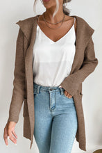 Load image into Gallery viewer, Ribbed Open Front Hooded Cardigan with Pockets
