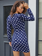 Load image into Gallery viewer, Dotted Surplice Asymmetrical Hem Mini Dress
