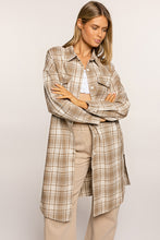 Load image into Gallery viewer, Plaid Button-Up Longline Shacket with Breast Pockets
