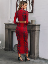 Load image into Gallery viewer, Snakeskin Print Crop Top and Pencil Skirt Set
