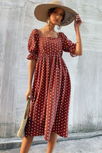 Load image into Gallery viewer, Polka Dot Square Neck Flounce Sleeve Dress
