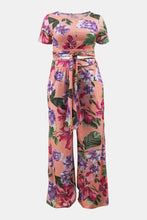 Load image into Gallery viewer, Plus Size Printed Crisscross Tie Front Top and Pants Set
