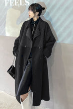 Load image into Gallery viewer, Double-Breasted Belted Lapel Collar Sherpa Coat

