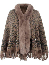 Load image into Gallery viewer, Leopard Fringe Hem Poncho
