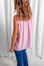 Load image into Gallery viewer, Buttoned Frill Trim Smocked Sleeveless Blouse
