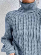 Load image into Gallery viewer, Full Size Turtleneck Rib-Knit Slit Sweater
