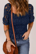 Load image into Gallery viewer, Lace Smocked Flounce Sleeve Blouse
