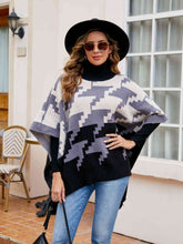 Load image into Gallery viewer, Turtleneck Pom-Pom Trim Poncho
