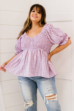 Load image into Gallery viewer, Davi &amp; Dani Youthful Days Full Size Run Gingham Smocked Babydoll Top
