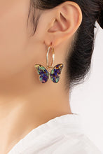 Load image into Gallery viewer, Acetate butterfly dangling on a hoop earrings
