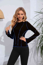 Load image into Gallery viewer, Ribbed Round Neck Long Sleeve Blouse
