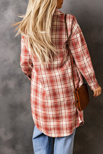 Load image into Gallery viewer, Plaid Button-Up Longline Shacket with Breast Pockets

