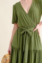 Load image into Gallery viewer, And The Why Soft Short Sleeve Tiered Midi Dress
