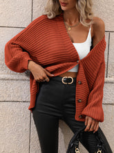 Load image into Gallery viewer, Button Down Horizontal-Ribbing Longline Cardigan
