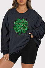 Load image into Gallery viewer, Plus Size Lucky Clover Dropped Shoulder Sweatshirt
