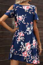 Load image into Gallery viewer, Floral Round Neck Cold-Shoulder Dress
