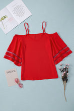 Load image into Gallery viewer, Cold-Shoulder Three-Quarter Flare Sleeve Blouse
