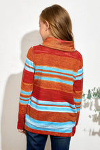 Load image into Gallery viewer, Girls Striped Cowl Neck Top with Pockets
