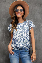 Load image into Gallery viewer, Leopard Layered Flutter Sleeve Tee Shirt

