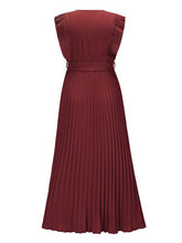 Load image into Gallery viewer, Tied Surplice Cap Sleeve Pleated Dress
