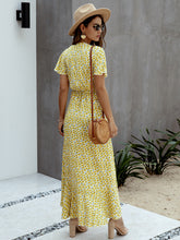 Load image into Gallery viewer, Floral Tied Flutter Sleeve Surplice Dress
